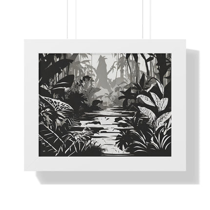 Wall Decor, Jungle Scene, Framed Wall Hanging, Black Shadow Print, Nature Scene Picture, Living Room Poster, Office Scenery