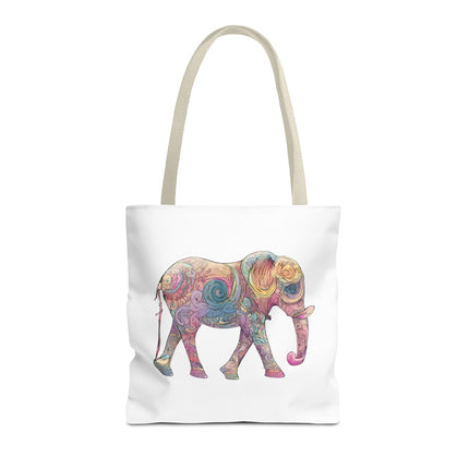 Elephant Lovers Tote | Majestic Color Pattern Custom Grocery Bag | Animal Gift Office Travel Carrier | Wild Woodland Business Traveler