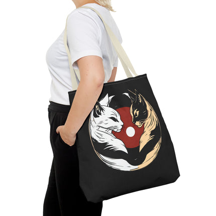 Cat Lovers Tote | Moon Lit Love Cat Grocery Bag | Feline Frisky Office Travel Carrier | Moonlight Kittens Cotton Traveler Tote