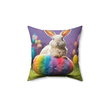 COLORFUL EASTER BUNNY Fur Egg Pillow