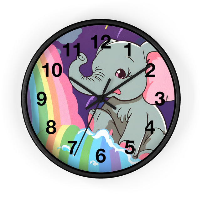 RAINBOW FALLS ELEPHANT Wall Clock - Kids Room Nursery Animal Decor