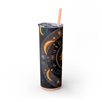 SUN & MOON PHASES Skinny Tumbler - Lunar Cycle Astronomy Night Sky Galaxy Cup