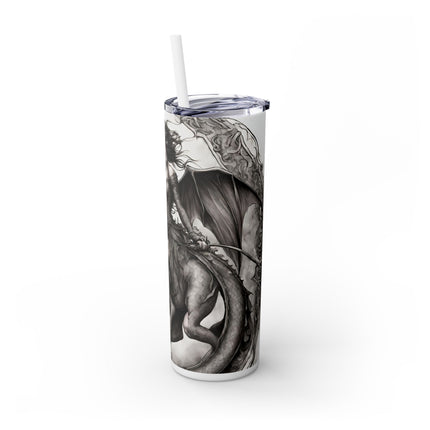 GOTHIC MEDIEVAL FLYING DRAGON Skinny Tumbler - Mutating Lizard Woman Beast Dark Fantasy Cup