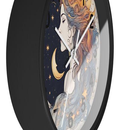 MOON GODDESS NUMBERED Wall Clock - Celestial Astronomy Astrology Decor
