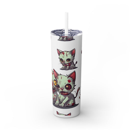 Zombie Kitties Skinny Tumbler | Mutated Kitten Zombies Insulated Cup | Furry Mutant Cats Office College School Hiking Road Drink Traveler