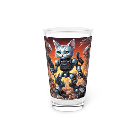 MECHANIMAL CLASH BATTLERS Kitten Krew Collectible Pint Glass 16 oz Cat Gifts Kitten Drinking Glass Child's Tumbler Child's Gifts