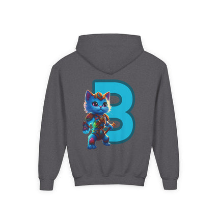CUSTOM Letter B PERSONALIZED Warrior Cat Boys Hoodie Sweatshirt (ADD NAME TO FRONT)