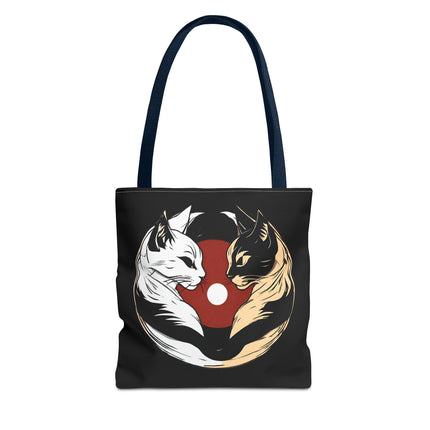 Cat Lovers Tote | Moon Lit Love Cat Grocery Bag | Feline Frisky Office Travel Carrier | Moonlight Kittens Cotton Traveler Tote