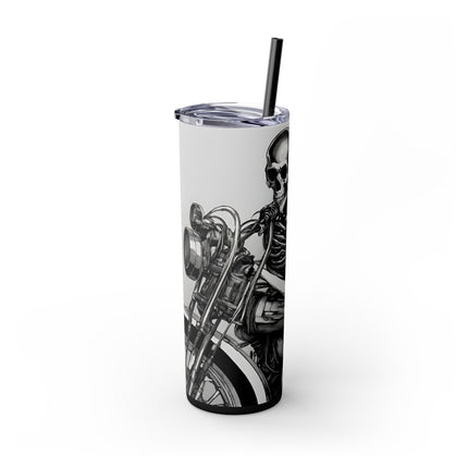 BEAUTY, BIKES AND BONES Skinny Tumbler - Dead Love Skeleton Rider Motorcycle Cup