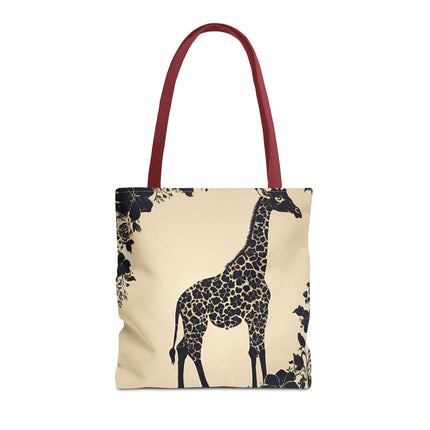 Giraffe Lovers Tote | Floral Safari Animal Grocery Bag | African Savanna Office Travel Carrier | Grassland Wood Forest Cotton Traveler