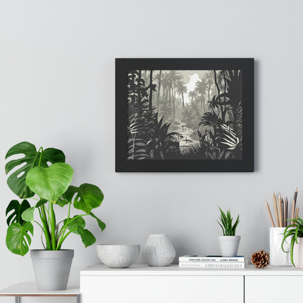 Wall Decor, Jungle Scene, Framed Wall Hanging, Black Shadow Print, Nature Scene Picture, Living Room Poster, Office Scenery