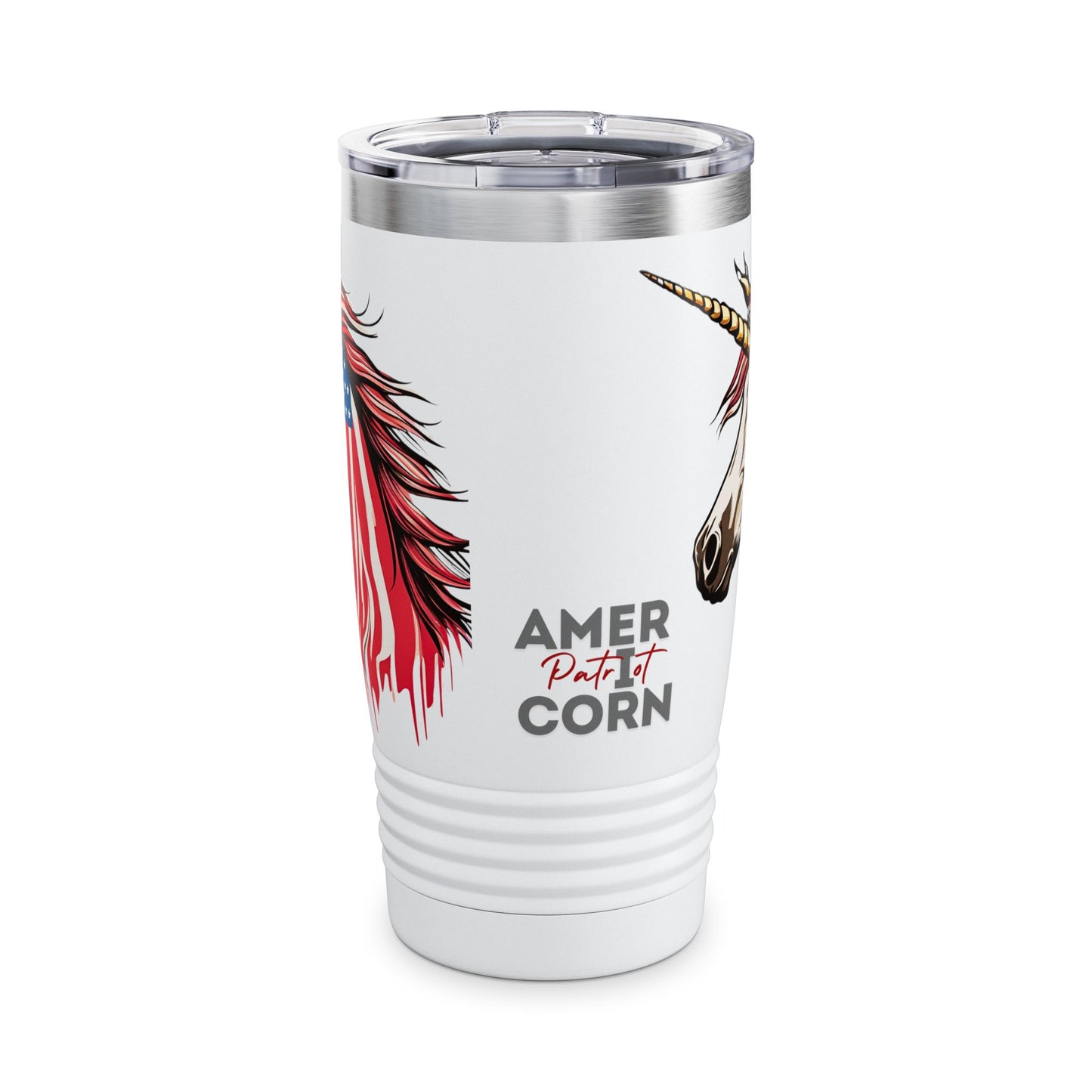 Patriotic Unicorn Tumbler | American Flag Election Traveler | United States Flag Patriot Veteran Gift | Freedom Loving Horse Road Drink Cup