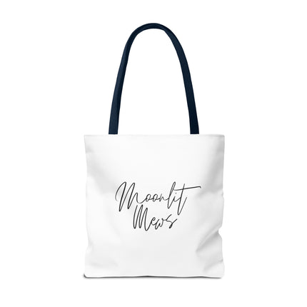 Cat Tote Bag | Moon Light Cats | Emerald Green Eyes Grocery Bag | Moonlit Mews Print Shopping Bag | Two Sided Office Carrier