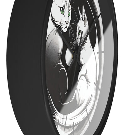MOONLIT MEOWS Wall Clock - Romantic Cats Starry Night Decor