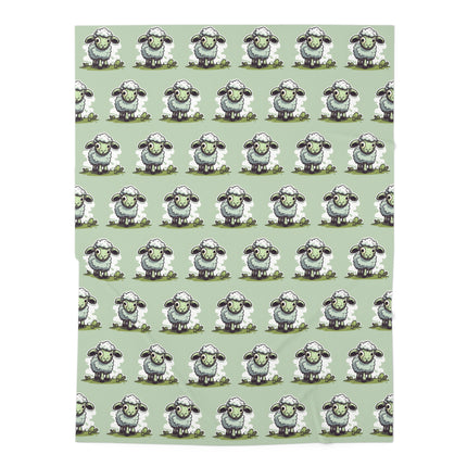 Animal Baby Swaddler, Woolly Lamb Changing Blanket, Cute Baby Shower Gift, Boys Green Prairie Filed Cartoon Style Infant Swaddle Cover