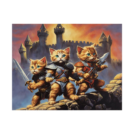 CAT BATTLE WARRIORS Poster - 80's Universe of Kitten Fighters Fantasy Epic Feline Battle Art
