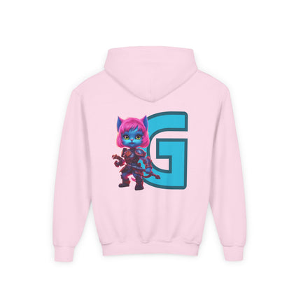 CUSTOM LETTER G WARRIOR CAT - Personalizable Girls Hoodie Sweatshirt