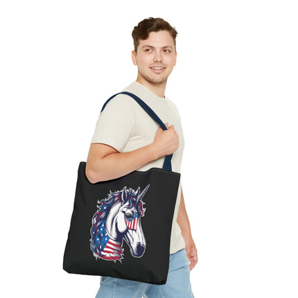 Patriotic Unicorn Gift Tote | American Flag Election Grocery Bag | United States Flag Freedom Lovers Office Travel Carrier | Patriot Sack