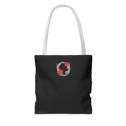 Custom Letter Personalized Tote | Rose Flowered Grocery Travel Bag | Floral Print Roses Office Laptop & Books or Exercise Overnight Carrier