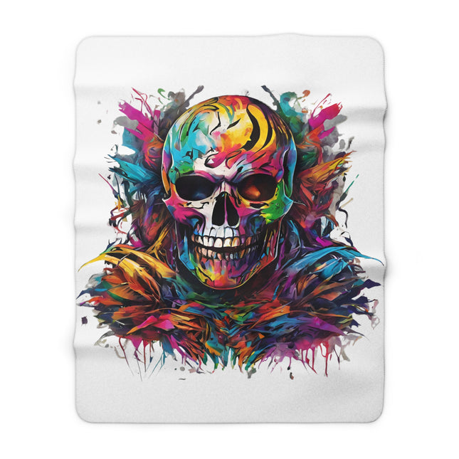 UNHOODED SKELETON 80's Cartoons Inspired Splash Abstract Art Sherpa Fleece Blanket