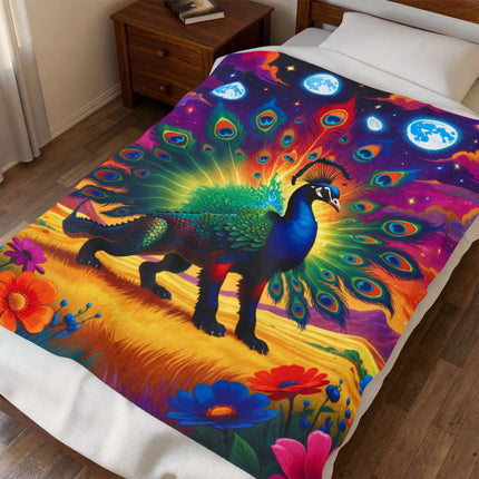 PSYCHEDELIC PEACOCKIGATOR Trippy Lush Blanket