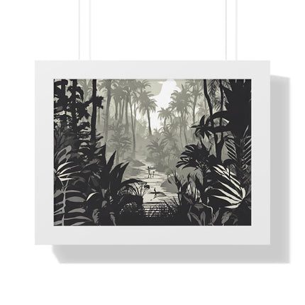 Wall Decor, Jungle Scene, Framed Wall Hanging, Black Shadow Print, Nature Scene Picture, Living Room Poster, Office Scenery