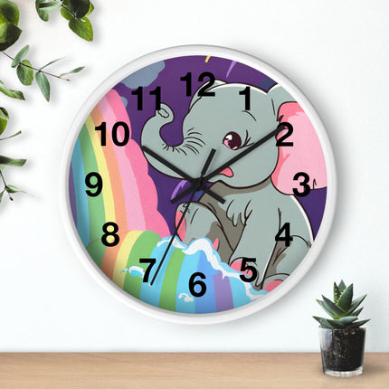RAINBOW FALLS ELEPHANT Wall Clock - Kids Room Nursery Animal Decor