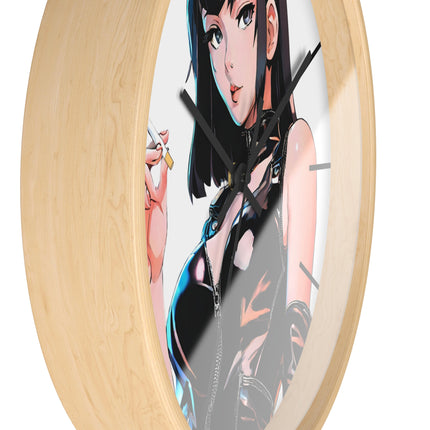LEATHER CLAD SMOKER Wall Clock - Retro Spy Cartoon Pin-Up Decor