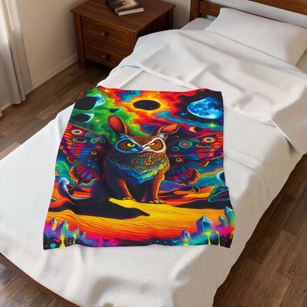 PSYCHEDELIC BUNNOWFLY Trippy Lush Blanket