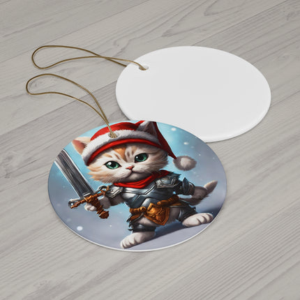ARMORED KITTEN WARRIOR Christmas Ornament