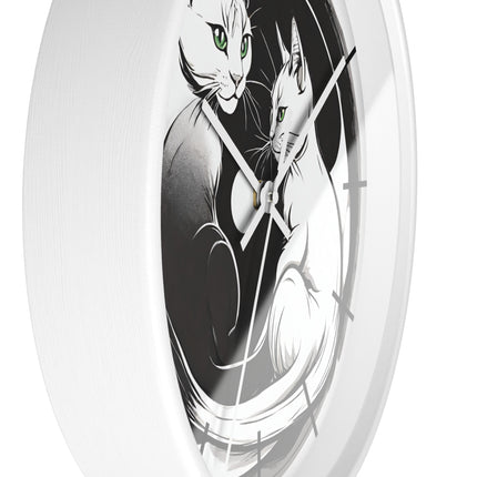 MOONLIT MEOWS Wall Clock - Romantic Cats Starry Night Decor