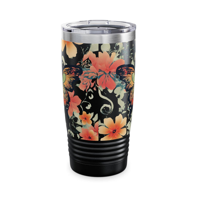 BUTTERFLY Tumbler - Flying Insect Flower Pattern Travel Mug
