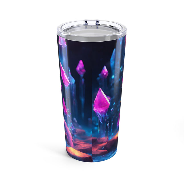 CRYSTAL CAVERN WARRIOR CAT Tumbler - Neon Cave Armored Kitten Cup