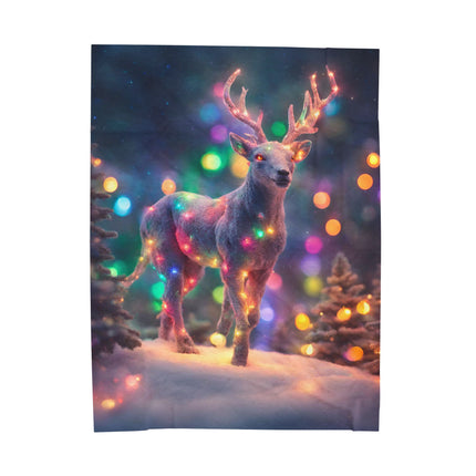 Mythical Deer Christmas Blanket, Kids Adults Mystical Lights Plush Throw, Festive Fantasy Lovers Gift, Snow Creatures Holiday Twin Cover