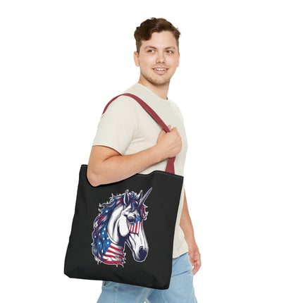 Patriotic Unicorn Gift Tote | American Flag Election Grocery Bag | United States Flag Freedom Lovers Office Travel Carrier | Patriot Sack