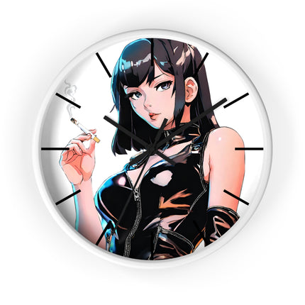 LEATHER CLAD SMOKER Wall Clock - Retro Spy Cartoon Pin-Up Decor