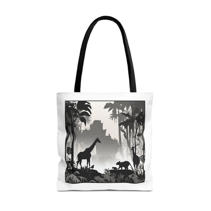GIRAFFE SILHOUETTE Tote - Savannah Forest Shadow Nature Scene Travel Bag