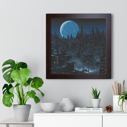 Wall Decor | City Street Panels Framed Poster | Skyline Buildings and Street Levels | Bedroom, Work or Home Office Wall Art Picture