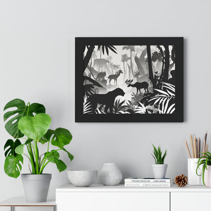 Animal Kingdom Print, Jungle Wall Decor, Wild Animal Scene, Shadow Wall Hanging, Nature Picture, Living Room Poster, Office Scenery