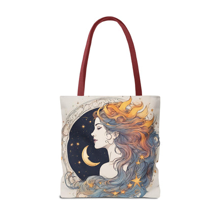 Moon Goddess Tote | Lunar Stars & Space Astronomy Grocery Bag | Laptop Book Carrier | Home Office Solar System Travel Overnight Gift