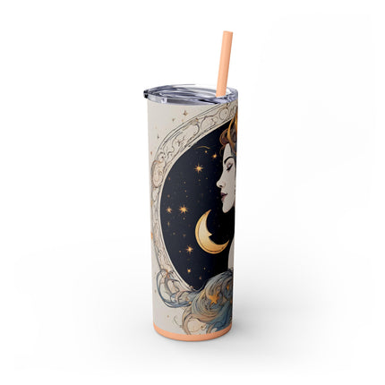 MOON GODDESS Skinny Tumbler - Celestial Astrology Beauty Night Sky Cup