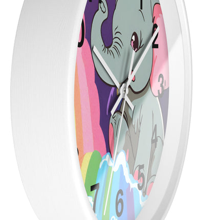 RAINBOW FALLS ELEPHANT Wall Clock - Kids Room Nursery Animal Decor