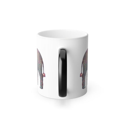 Elephant Collector Gift, Animal Color Changing Coffee Mug, Beautiful Art Style Pattern Wild Safari Cup, African Savanna Inhabitant Tea Cup