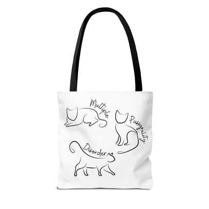Cat Tote Bag | Cat Lovers Gift Bag | Multiple PUSSYNALITY Disorder Grocery Bag | Mental Health Humor | Two Sided Animal Owner Tote