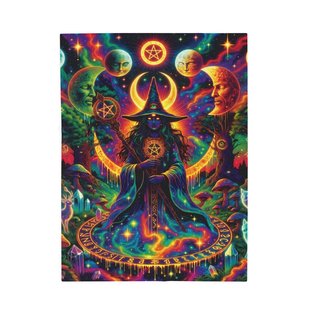 TRIPPY PAGAN MOON CYCLE Psychedelic Blanket