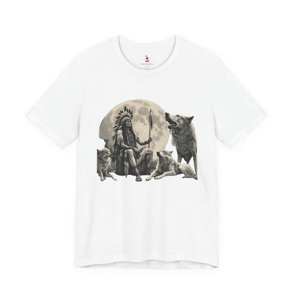 CHIEF OF WOLF MOON T-Shirt - Native American Wolf Spirit Tee