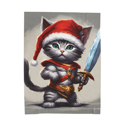 Christmas Blankets Kids Adults Blankets Velveteen Plush Blanket Cat Lovers Christmas Gift Santa Warrior Kitten Holiday Gift Cat Holiday Gift