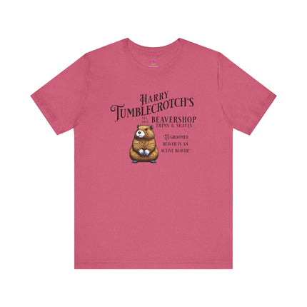HARRY TUMBLECROTCH'S BEAVERSHOP T-Shirt - Funny Barbershop Parody Adult Humor Tee