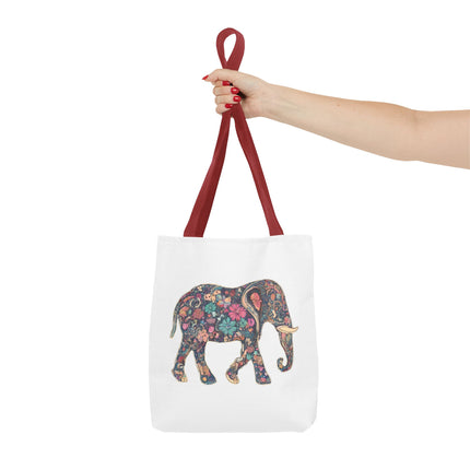 Flower Elephant Lovers Tote | Majestic Color Pattern Custom Grocery Bag | Animal Gift Office Laptop Travel | Wild Safari Business Traveler