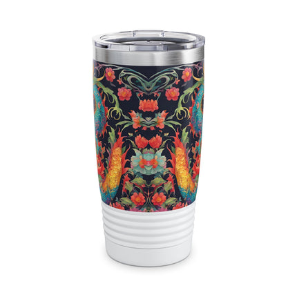 Dragon Tumbler | Japanese Flower Pattern Drink Companion | Floral Japan Insulated Travel Mug | Exercise Office College Road Trip Coffee Gift